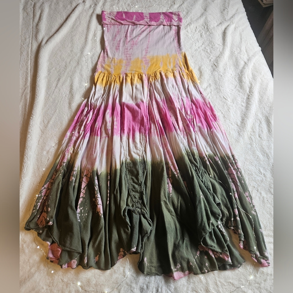 Medium Strapless Tie-Dye Maxi Dress-Bohemian - Picture 3 of 6